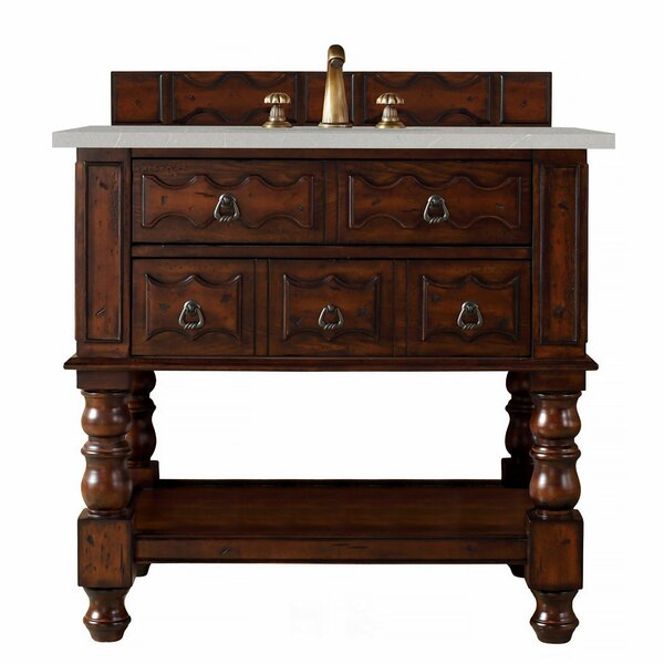 James Martin Vanities Castilian 36in Single Vanity, Aged Cognac w/ 3 CM Eternal Serena Quartz Top 160-V36-ACG-3ESR